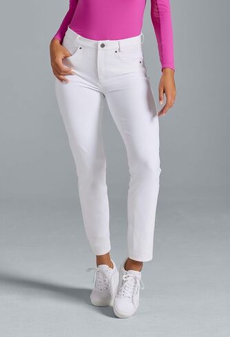 Ibkul Women's 5-Pocket Performance Place-Factured Fabric ، Flattering Fit ، Confer Comfort-75002 Stone Solid M in Kuwait