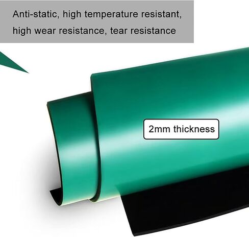 Prevent Static Desk Mat Rubber Mat, High Temperature Resistant PVC Electrostatic Rubber, Green Laboratory Work Maintenance Tablecloth(60x120cm/23.6x47.2in) in Saudi Arabia