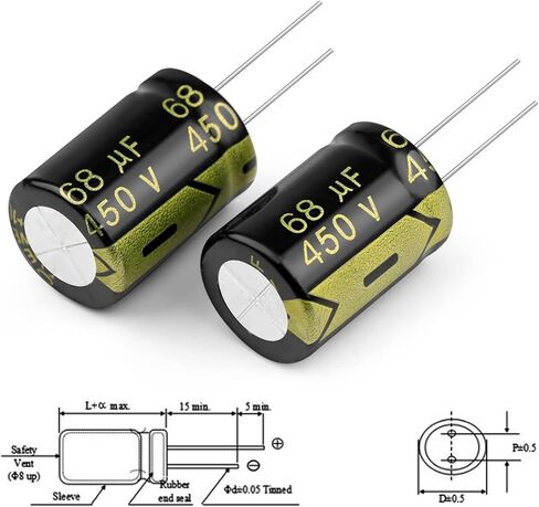 10Pcs Aluminum Electrolytic Capacitor 450V68UF 16x25mm High Frequency Low ESR Low Resistance Capacitors in Saudi Arabia