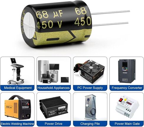 10Pcs Aluminum Electrolytic Capacitor 450V68UF 16x25mm High Frequency Low ESR Low Resistance Capacitors in Saudi Arabia