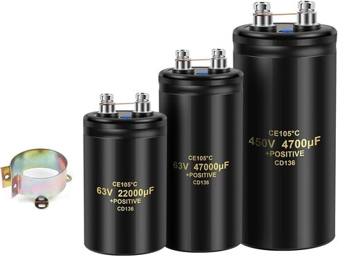 Aluminum Screw Audio Filtering Electrolytic Capacitor 105℃ CD136 Bolt Capacitors 63V 100V 250V 400V 450V CE105℃ 2000H (Size : 400V4700UF 76x105) in Kuwait
