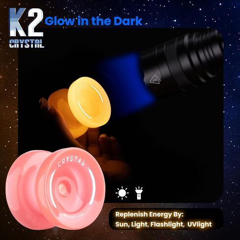MAGICYOYO K2 Glow Yoyo for Kids 8-12, Responsive Yo-yo Glow in The Dark, Unresponsive Yo yos for Adults, Plastic Yoyo Professional for Finger Spin Trick, 12 Yo-yos Strings + Accessory kit -Glow Yellow in Kuwait