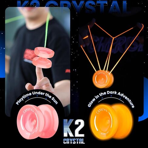 MAGICYOYO K2 Glow Yoyo for Kids 8-12, Responsive Yo-yo Glow in The Dark, Unresponsive Yo yos for Adults, Plastic Yoyo Professional for Finger Spin Trick, 12 Yo-yos Strings + Accessory kit -Glow Yellow in Kuwait