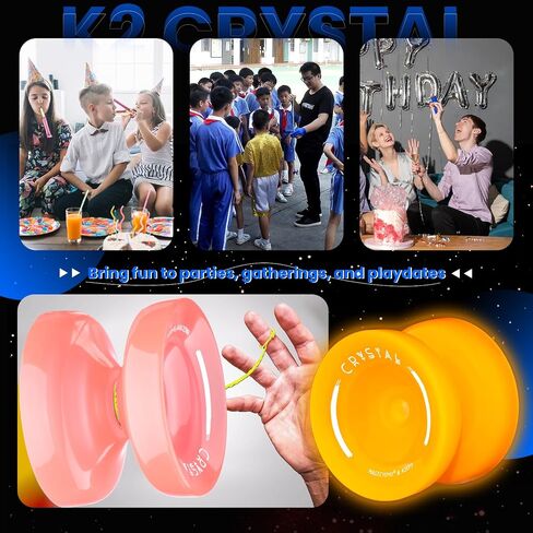 MAGICYOYO K2 Glow Yoyo for Kids 8-12, Responsive Yo-yo Glow in The Dark, Unresponsive Yo yos for Adults, Plastic Yoyo Professional for Finger Spin Trick, 12 Yo-yos Strings + Accessory kit -Glow Yellow in Kuwait