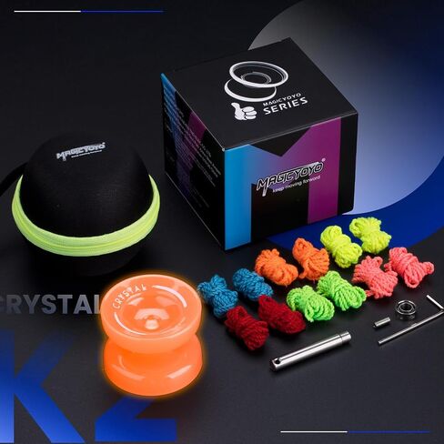 MAGICYOYO K2 Glow Yoyo for Kids 8-12, Responsive Yo-yo Glow in The Dark, Unresponsive Yo yos for Adults, Plastic Yoyo Professional for Finger Spin Trick, 12 Yo-yos Strings + Accessory kit -Glow Yellow in Kuwait