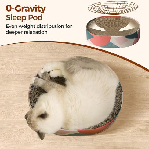 3 Pcs Cat Scratching Board with Box, 2 in 1 Cardboard Cat Scratchers Bed for Indoor Cats, Round Scratch Bowl with Thicker Double-Sided Pad for Cats' Scratch Need in Kuwait