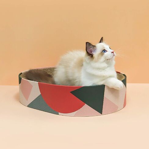 3 Pcs Cat Scratching Board with Box, 2 in 1 Cardboard Cat Scratchers Bed for Indoor Cats, Round Scratch Bowl with Thicker Double-Sided Pad for Cats' Scratch Need in Kuwait
