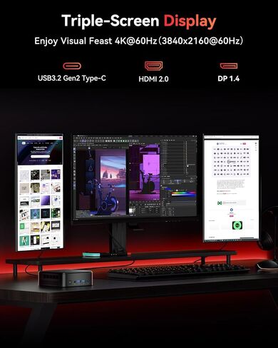 KAMRUI Mini Gaming PC, AMD Ryzen 7 5700U Mini PC E3B 32GB RAM 1TB SSD Mini Computers AMD Micro Desktop Computer Small Computer Support WiFi 6, BT5.2, Triple 4K Display for Office Home in Saudi Arabia