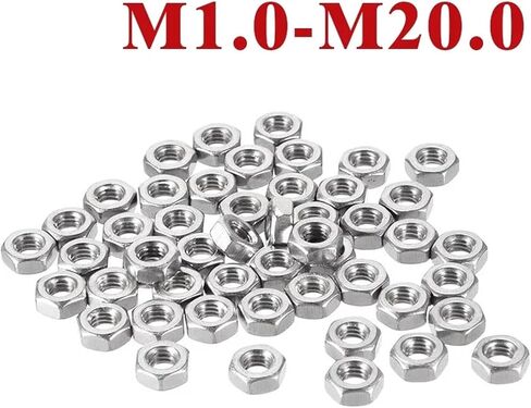 Hexagon Hex Nuts M1 M1.2 M1.4 M1.6 M2 M2.5 M3 M3.5 M5 M6 M6 M10 M12 M14 M16 M18 M20 Hex Nut 304 Stainless Steel DIN934 (M6 × 25pcs) in Saudi Arabia