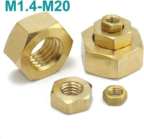 1-100pcs DIN934 Solid Brass Copper Hex Hexagon Nut for M1.4 1.6 2 2.5 3 4 5 6 8 10 12 14 16 18 20 - M20 Screw Bolt(M3 (100PCS)) in Saudi Arabia