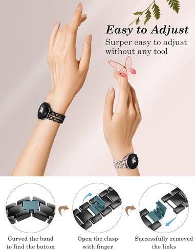 Wearlizer Metal Band Compatible with Samsung Galaxy Watch 7 6 5 4 FE Active 2 40mm 44mm/Watch 6 4 Classic 43mm 47mm 42mm 46mm/Watch 5 Pro 45mm Bands, 20mm Dressy Stainless Steel Chain Strap Women in Saudi Arabia