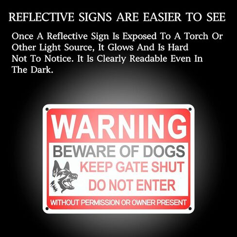 4 حزمة حذرة من علامة الكلب ، 12 × 8 بوصات ، مع مادة عاكسة ، شعار معدني مضاد للألومنيوم ، الحفاظ على الأبواب مغلقة ، خاصية خاصة دون علامات التسلل ، دائمة/مقاومة للطقس in Kuwait