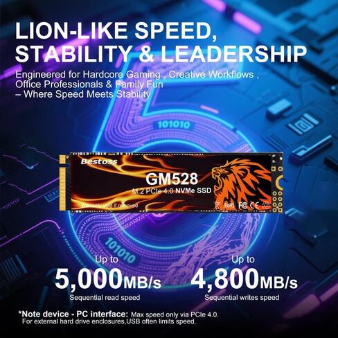 GM528 512GB M.2 SSD NVME PCIE 2280 محرك أقراص صلبة داخلي ، تصل إلى 5000 ميغابايت/ثانية ، ذاكرة التخزين المؤقت NAND SLC ثلاثية الأبعاد ، SSD لتخزين الكمبيوتر للألعاب ، كمبيوتر الأعمال التجارية ، الترفيه المنزلي ، سير العمل الإبداعي ، سير العمل الإبداعي in Kuwait