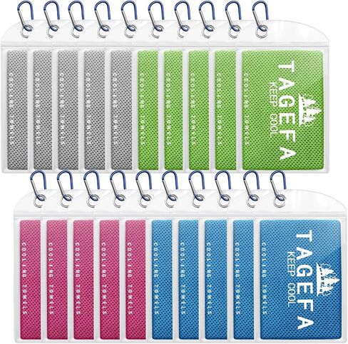 Cooling Towels 20 Pack, 40"x 12" Cooling Rags Neck Wraps for Sports with Carrying Pouch, Gym Cooling Neck Towels for Hor Weather, Sweat, Fitness, Travel in Kuwait