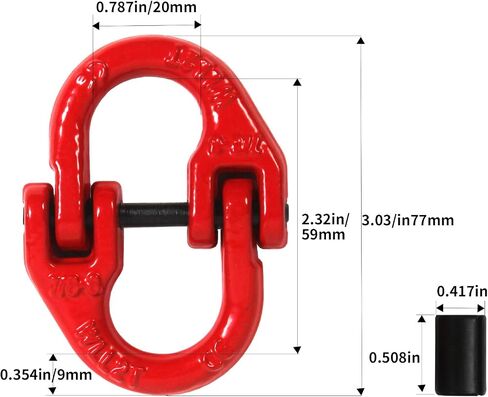 G80Alloy Steel Hammerlock Coupling Link Connecting Link, 1/4", Red Painted, 2645 lbs Working Load Limit, 2 Pack in Saudi Arabia