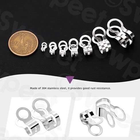 Swpeet 150Pcs 7 Sizes 2.4mm/ 3/3.2mm/ 4/4.5mm/ 5mm/ 6mm/ 8mm/ 10mm 304 Stainless Steel Ball Chain Connector Assortment Kit, Double Ring Style Link Loop Connection for Craft and Jewelry Making in Saudi Arabia