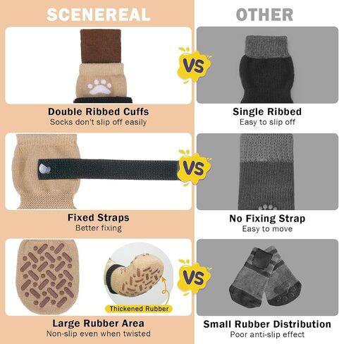 SCENEREAL Dog Socks to Prevent Licking Paws for Hardwood Floors, Anti Slip Long Dog Grip Socks for Cold/Hot Pavement, Dog Shoes Booties&Paw Protector for Small Medium Large Senior Dog, Pink S in Kuwait