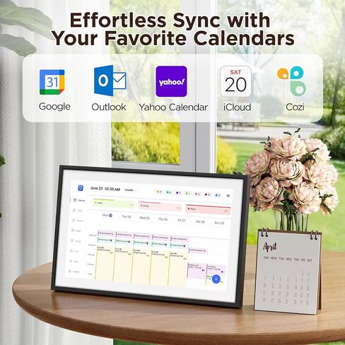 LOOFII 21.5" Smart Digital Calendar – 1920×1080 Full HD Touchscreen Family Planner & Calendar with Chore Chart & Meal Planner, Wall-Mountable (Black White) in Saudi Arabia