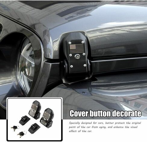 زوج من قفل غطاء محرك السيارة المصيد W/Lock JLU 2PCS/مجموعة لجيب للمصارع 2020-2023 لـ Wrangler 2018-2023 Black TCZ12019123031 in Kuwait