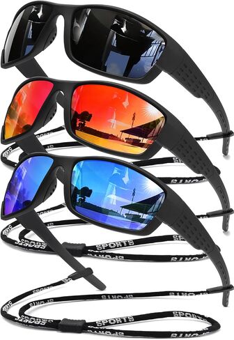 Polarized Sports Sunglasses Men UV400 Protection Lightweight Wrap Around Goggles for Cycling Fishing Driving Running in Kuwait