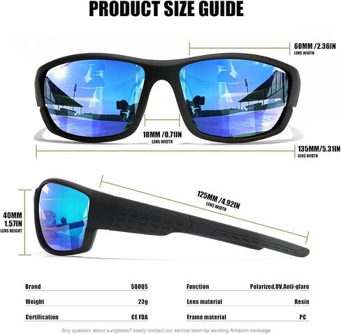 Polarized Sports Sunglasses Men UV400 Protection Lightweight Wrap Around Goggles for Cycling Fishing Driving Running in Kuwait