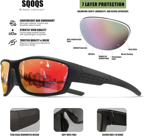 Polarized Sports Sunglasses Men UV400 Protection Lightweight Wrap Around Goggles for Cycling Fishing Driving Running in Kuwait