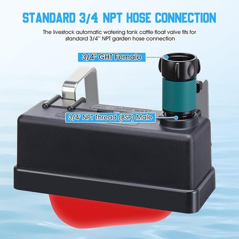 2 Set Water Tank Float Valve with 3/4" Hose Connector Automatic Water Level Control Float Valve for Farm Livestock Horse Pool Aquariums Hydroponics and Livestock Waterer in Saudi Arabia