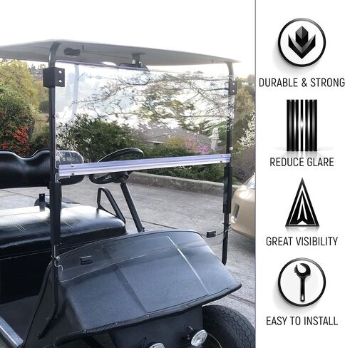 HECASA Clear Golf Cart Windshield Compatible with 1994-2014 EZGO TXT & Medalist Models Folding Down Windshield in Saudi Arabia