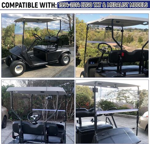 HECASA Clear Golf Cart Windshield Compatible with 1994-2014 EZGO TXT & Medalist Models Folding Down Windshield in Saudi Arabia