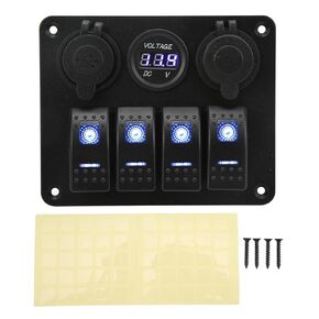 4 LED Rocker Switch Panel Circuit Breaker USB Power Adapter Voltmeter for Boat Truck RV Yacht in Saudi Arabia