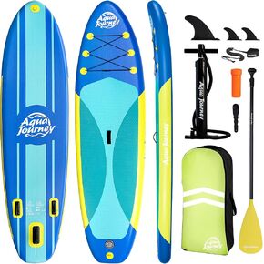 10'6"Inflatable Stand Up Paddle Board Ultra Portable-Lightweight & Stable|All-in-One Kit w/Aluminum Paddle, Dual-Action Pump & Backpack|Lakes & Oceans Ready for Family Recreation by Aquajourney in Kuwait