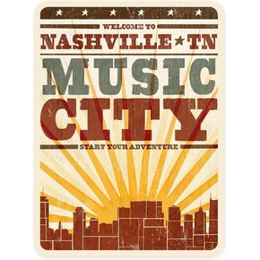 Die Cut Sticker Nashville ، Tennessee ، City و Sunburst ، ScreenPrint ، ملصق فينيل 3 إلى 6 بوصات ، (شارات مضادة للماء للسيارات ، زجاجات المياه ، أجهزة الكمبيوتر المحمولة ، المبردات) ، كبيرة in Kuwait