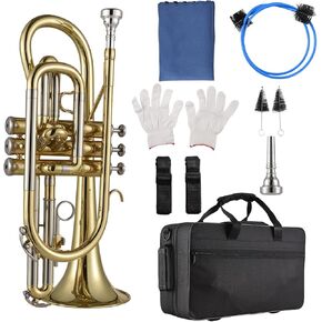 HUIOP Bb Cornet Brass Instrument Surface Paint Gold Professional Brass Cornet with Carrying Case Gloves ing Cloth Brushes for Students and Beginners in Saudi Arabia