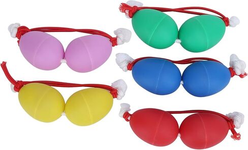 5PCS Colorful ABS Plastic Maracas Eggs with Iron Sand and Nylon Strap for Professional Percussion and Music Learning in Kuwait