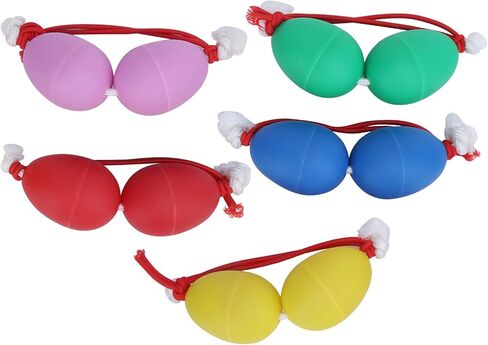5PCS Colorful ABS Plastic Maracas Eggs with Iron Sand and Nylon Strap for Professional Percussion and Music Learning in Kuwait