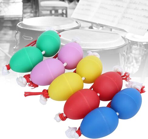 5PCS Colorful ABS Plastic Maracas Eggs with Iron Sand and Nylon Strap for Professional Percussion and Music Learning in Kuwait