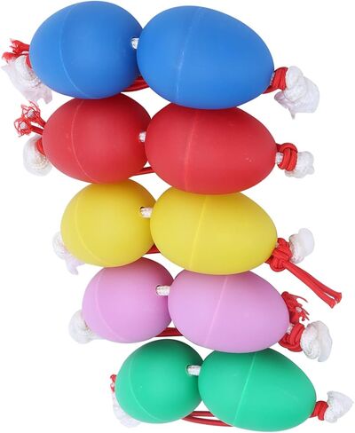 5PCS Colorful ABS Plastic Maracas Eggs with Iron Sand and Nylon Strap for Professional Percussion and Music Learning in Kuwait