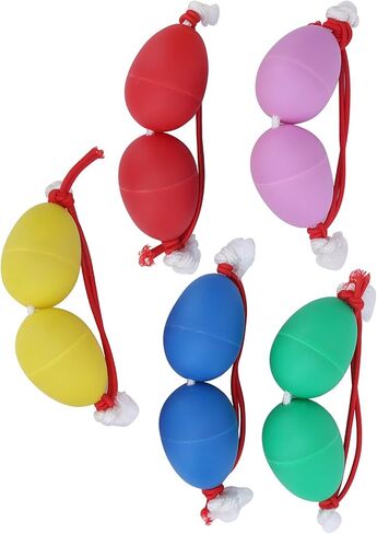 5PCS Colorful ABS Plastic Maracas Eggs with Iron Sand and Nylon Strap for Professional Percussion and Music Learning in Kuwait