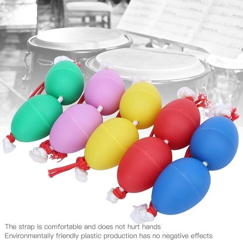 5PCS Colorful ABS Plastic Maracas Eggs with Iron Sand and Nylon Strap for Professional Percussion and Music Learning in Kuwait