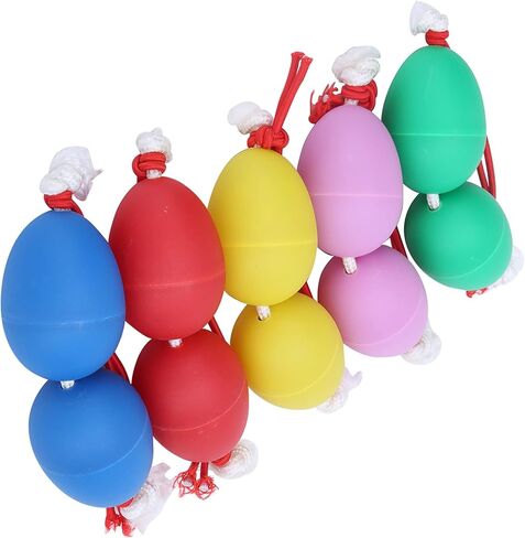 5PCS Colorful ABS Plastic Maracas Eggs with Iron Sand and Nylon Strap for Professional Percussion and Music Learning in Kuwait