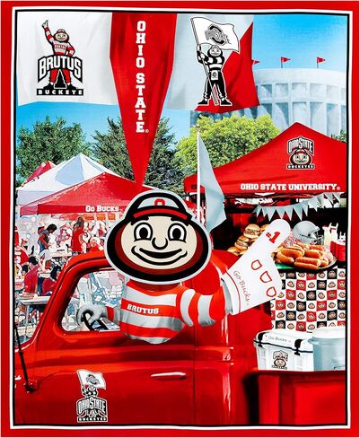 NCAA Ohio State Buckeyes Digital Tailgate Cotton Panel 36 "× 44" ، النسيج من الفناء in Saudi Arabia