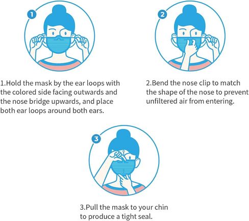 BYD CARE Single Use Disposable 3-Ply Face Mask, Daily protection for men and women for Home, Office, School, Restaurants, Gyms, Outdoor and Indoor, Box of 50 PCs in Saudi Arabia