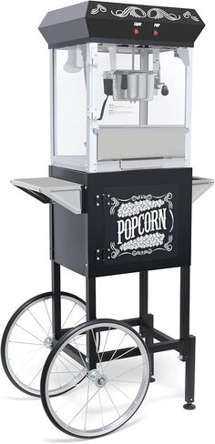 Vintage Popcorn Machine with Cart, 12oz Popper Stainless-Steel Kettle & Warming Light, Makes Up to 60 Cups, Ideal for Family Gatherings, Movie Theaters & Amusement Parks, Red in Kuwait