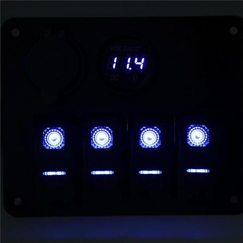 4 LED Rocker Switch Panel Circuit Breaker USB Power Adapter Voltmeter for Boat Truck RV Yacht in Saudi Arabia