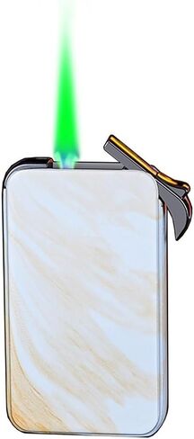 Windproof, Metal Portable, Multifunctional Butane Lighter with Butane Fuel Window and refillable Butane, Adjustable Flame Size (Butane not Included)(White1) in Saudi Arabia
