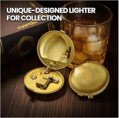 Metal Wick Lighter, Pure Copper Lighter, Retro Lighter, Automatic Ignition Tubular Lighter, Recyclable Lighter Oil, Antique Kerosene Lighter, Suitable for Men and Women as Gifts(Brass) in Saudi Arabia