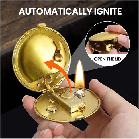 Metal Wick Lighter, Pure Copper Lighter, Retro Lighter, Automatic Ignition Tubular Lighter, Recyclable Lighter Oil, Antique Kerosene Lighter, Suitable for Men and Women as Gifts(Brass) in Saudi Arabia