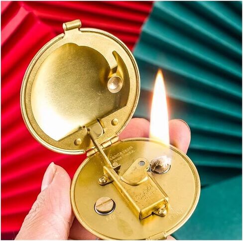 Metal Wick Lighter, Pure Copper Lighter, Retro Lighter, Automatic Ignition Tubular Lighter, Recyclable Lighter Oil, Antique Kerosene Lighter, Suitable for Men and Women as Gifts(Brass) in Saudi Arabia