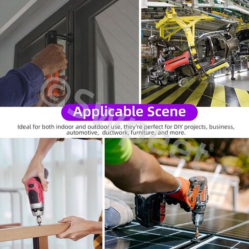 SWPEET 130pcs 7 أحجام بيضاء كبيرة شفة الألومنيوم أدوات تشويش الأعمى ، مسار البوب ​​البوب ​​أعمى قبضة الألومنيوم وسلسل مغادر الصلب للمعادن والأثاث والسيارات in Kuwait