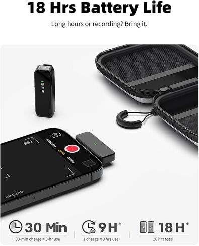 Wireless Lavalier Microphone for iPhone/Android/iPad/Laptop Dual Lav Mic with Charging Case, AI Noise Reduction, 50H Battery, 230ft Range, Lapel Microphones for Video Recording, Vlogging in Kuwait